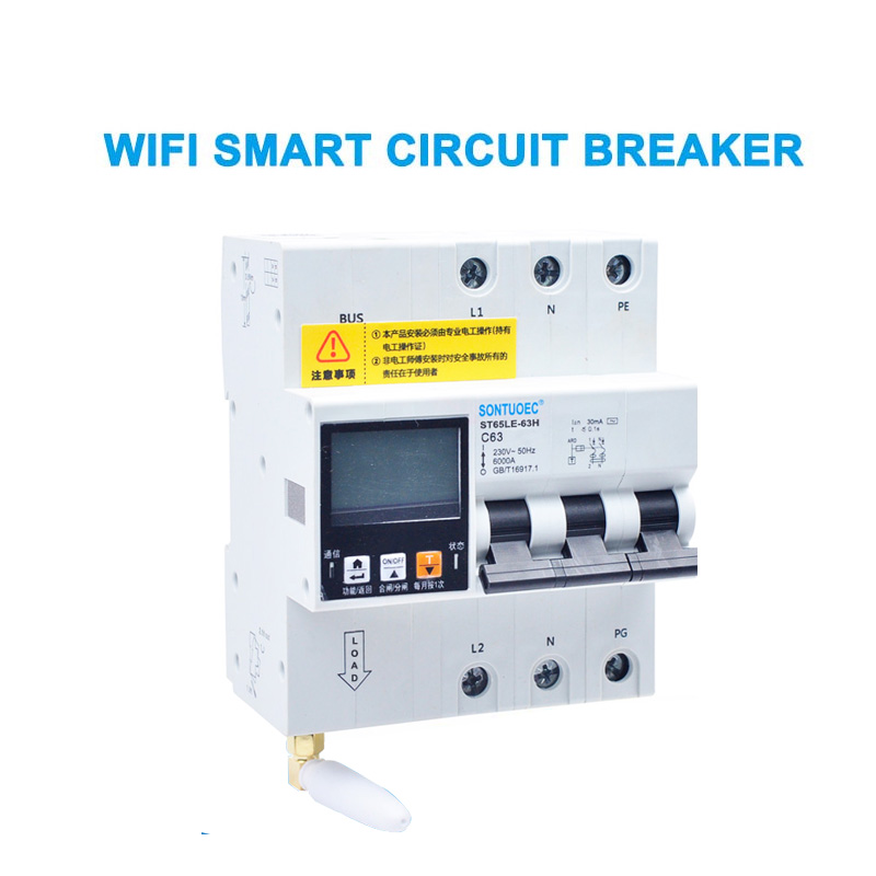 WiFi 4G Tuya ST65LE-63H-Serie Multi funktionaler RCBO intelligenter Leistungsschalter